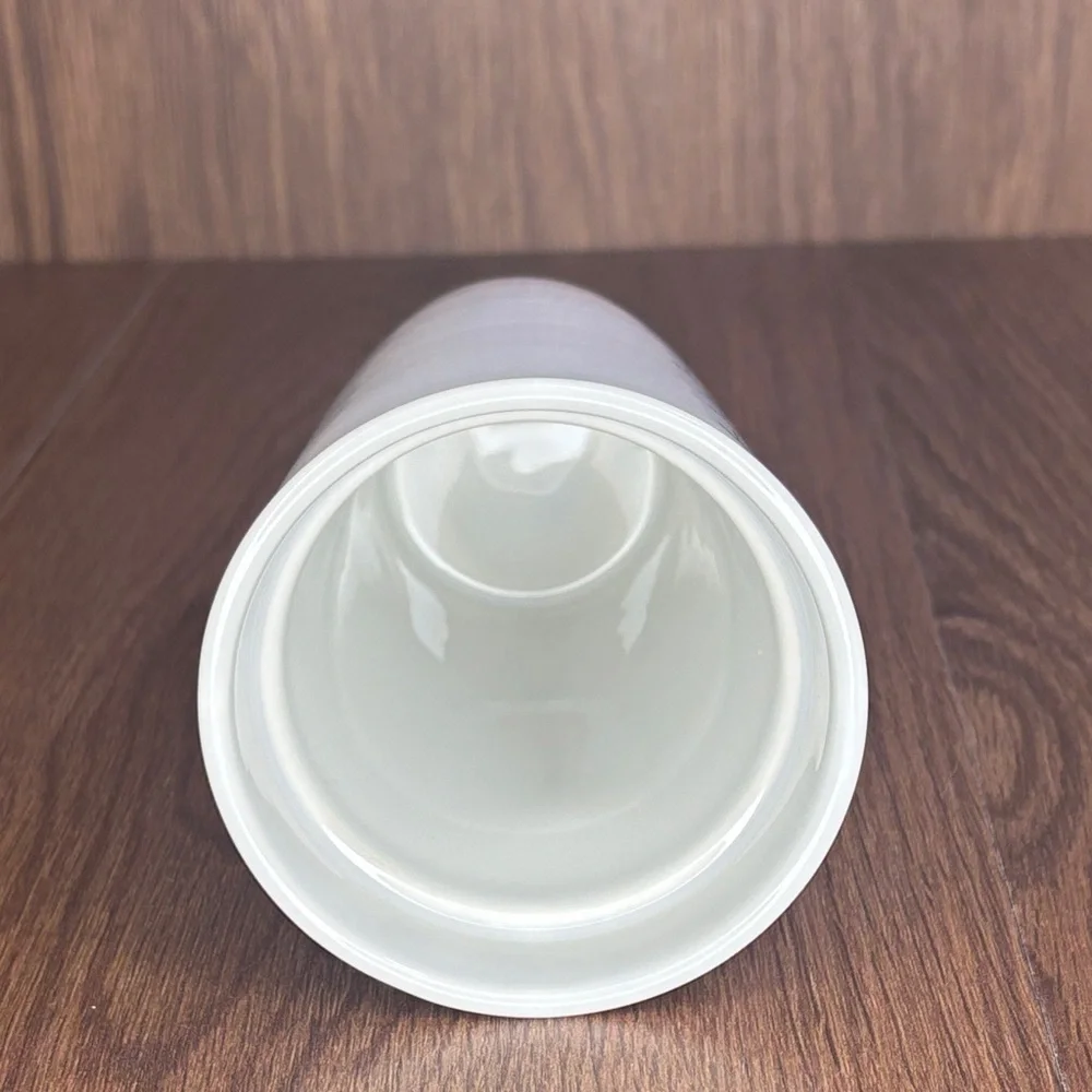 Starbucks Classic White Ceramic Travel Tumbler Mug Black Lid 12oz